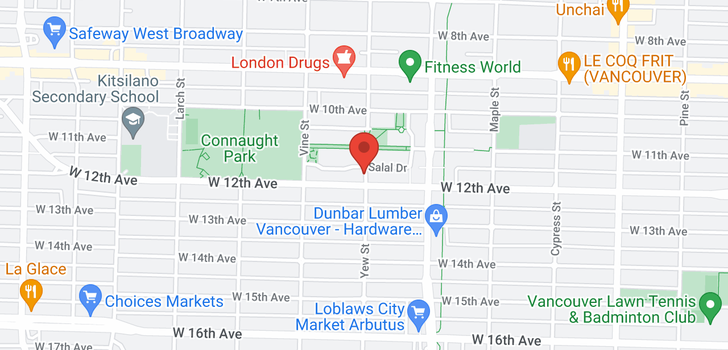 map of 212 2181 W 12TH AVENUE